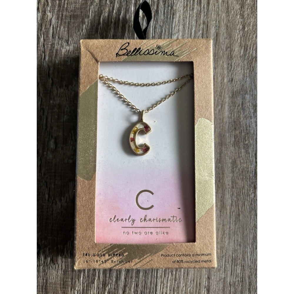 Bella Uno Bellissima 14K Gold Dipped Pressed Initial Multi-Strand Necklace C NWT - Picture 3 of 4
